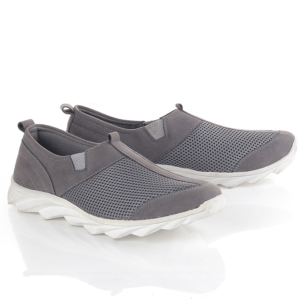 SEPATU SNEAKERS / SEPATU MURAH / SEPATU PRIA / SEPATU SPORT PRIA ABU TANPA TALI