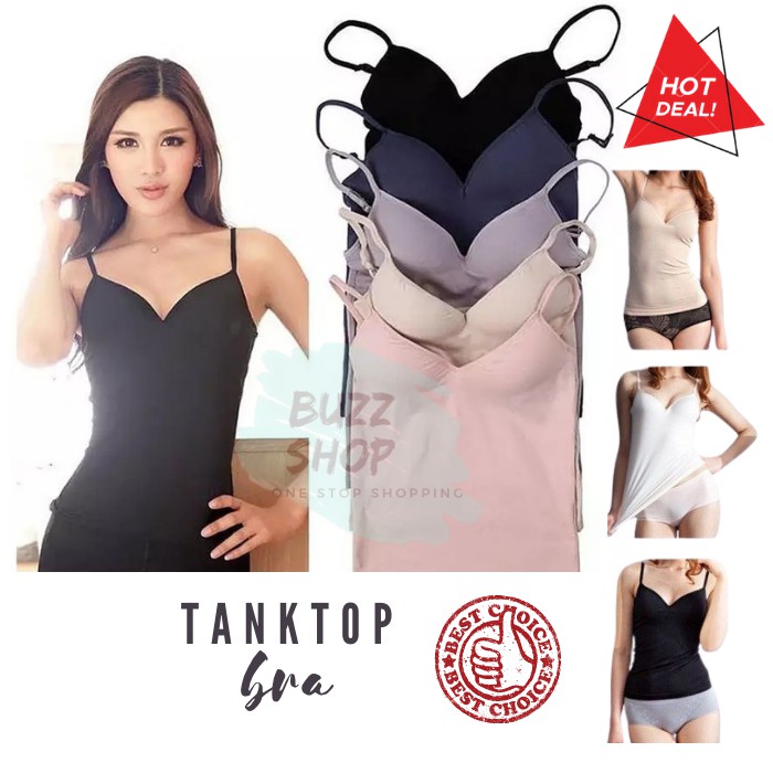 Tanktop Bra / Camisole Wanita / Tank Top Bra Pad / Kaos Dalam Wanita Ada Busa Melar