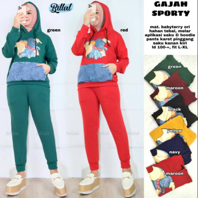 GAJAH SPORTY / ORI BY BILLAL / BEST SELLER / SETELAN / BAJU OLAHRAGA / MURAH / TRAINING / SWEATER