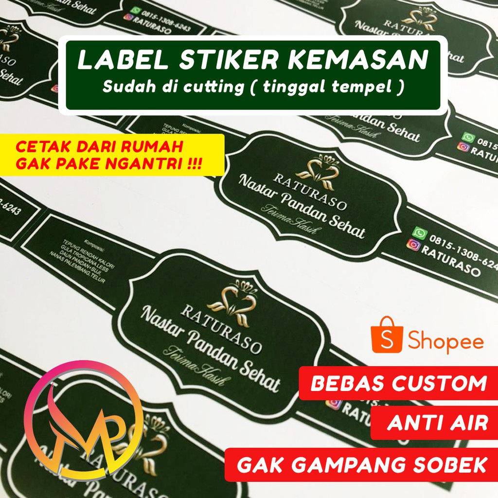 Cetak Stiker Label Makanan / Label Kemasan + Cutting sticker segel jar seal toples box