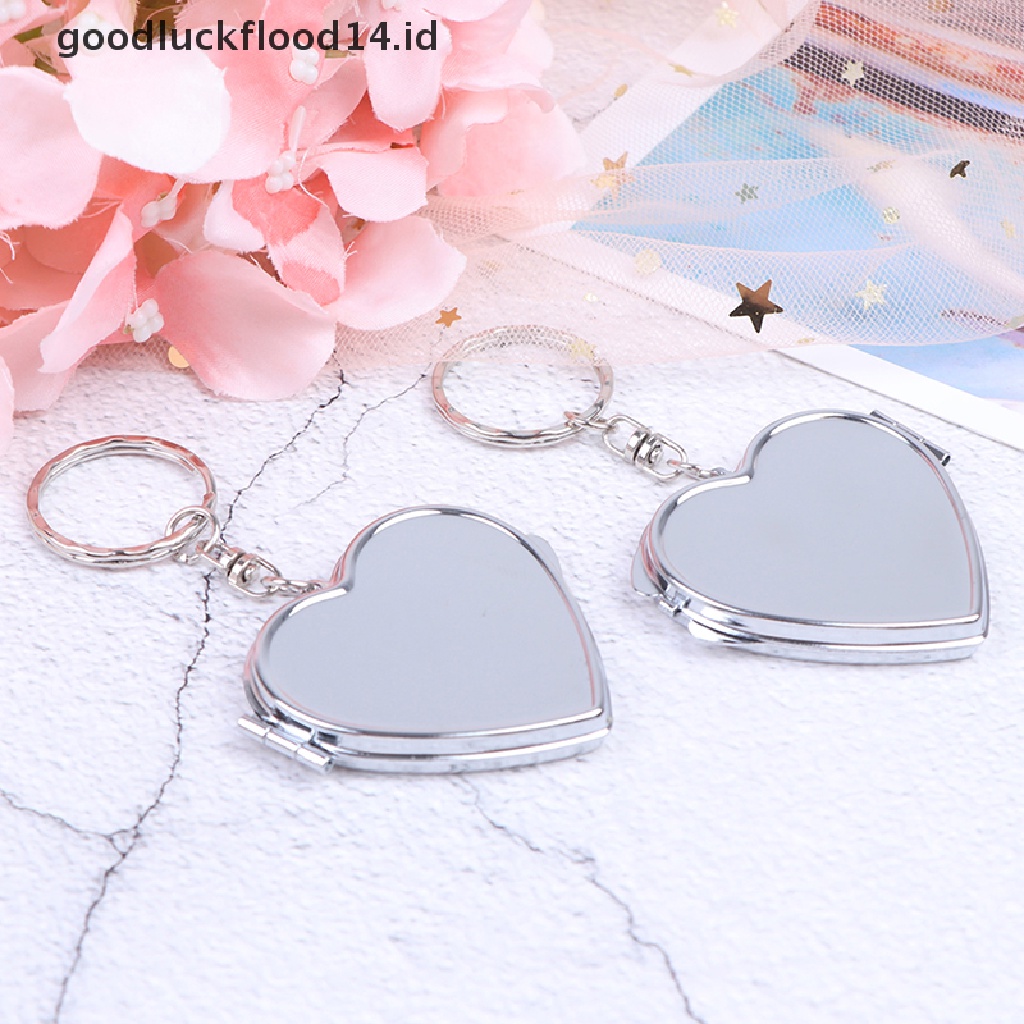 [OOID] New Metal Folding Mirror Key Ring Keychain Portable Compact Cosmetic ID