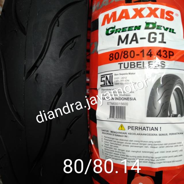 Ban tubles matic maxxis green devil 80/80.14 free pentil for all matic