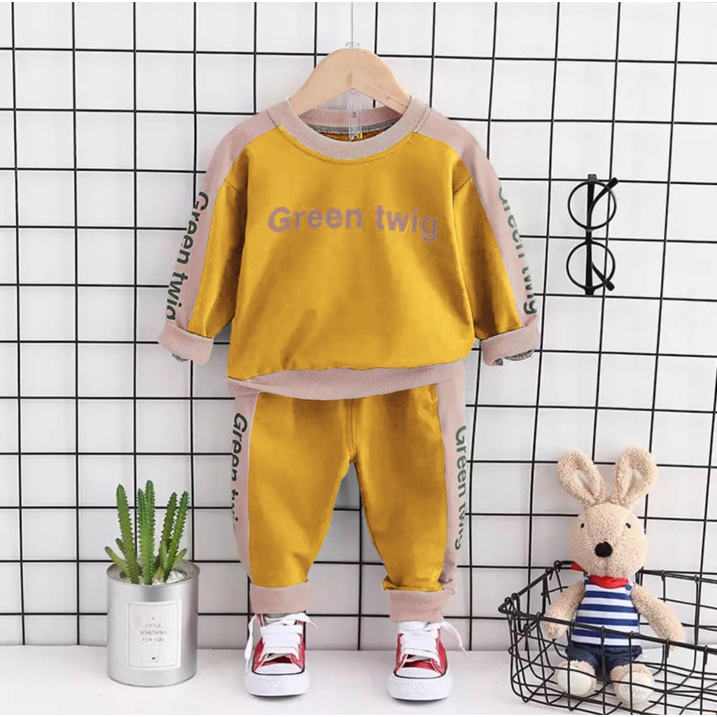 PROMO-SETELAN SWEATER ANAK JOGGER 1-5 TAHUN SETELAN SWEATER GREEN TWIG SETELAN ANAK LAKI LAKI BAJU ANAK LAKI LAKI PAKAIAN ANAK LAKI LAKI SETELAN SWEATER JAKET ANAK ANAK TERBARU