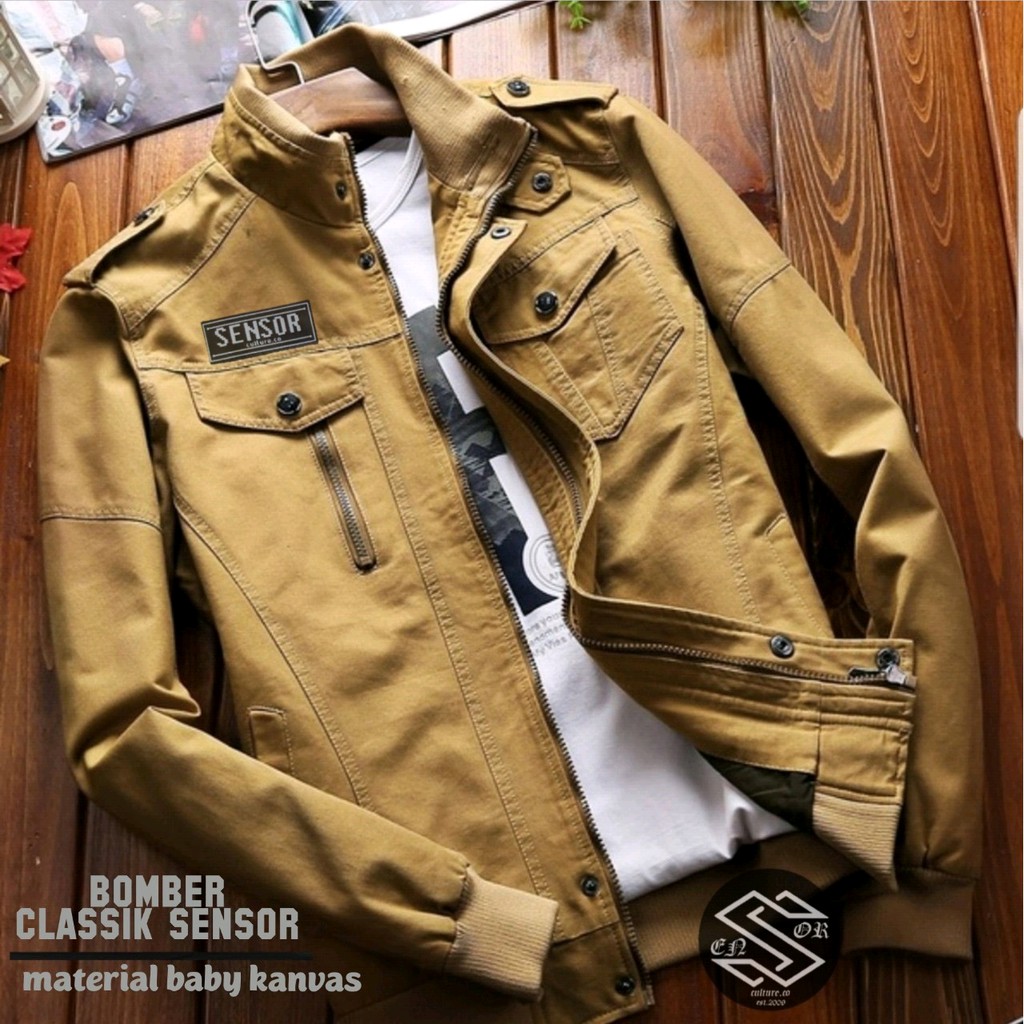 Jaket Bomber Classic Sensor - Jaket Bomber Pria Original SENSOR - Jaket Kerah Tebal Traveling Hiking