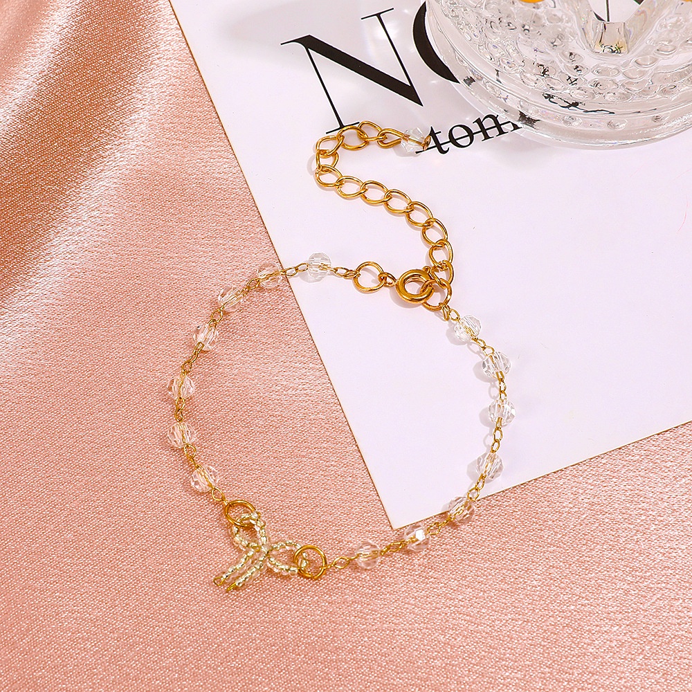 Gelang Wanita Ikatan Simpul Jepang dan Korea Selatan Gelang Manik-manik Kristal Lucu-1