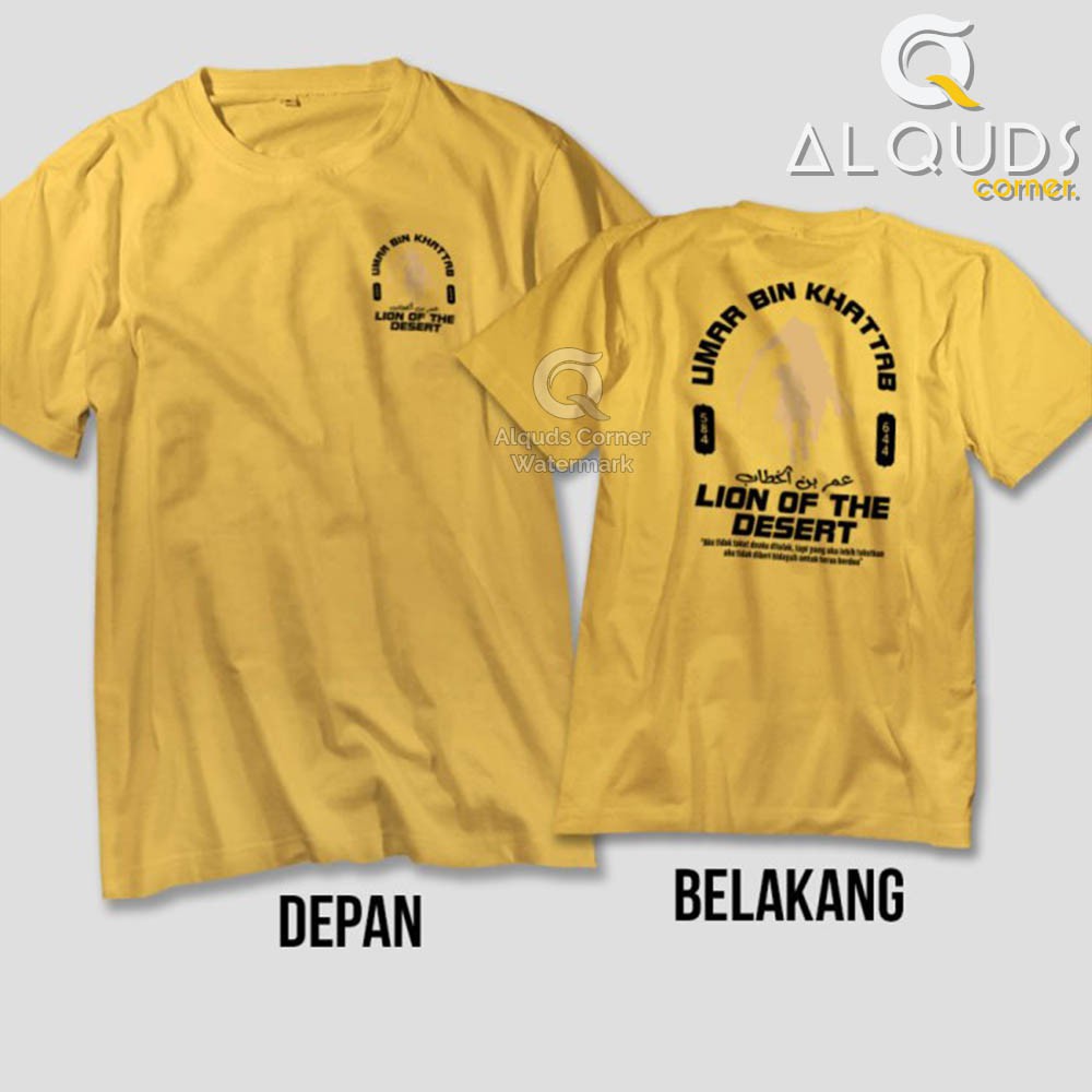 Kaos Dakwah Islami Khalifah UMAR BIN KHATTAB Lion of Dessert / Baju Distro Santri Muslim / 3489-7