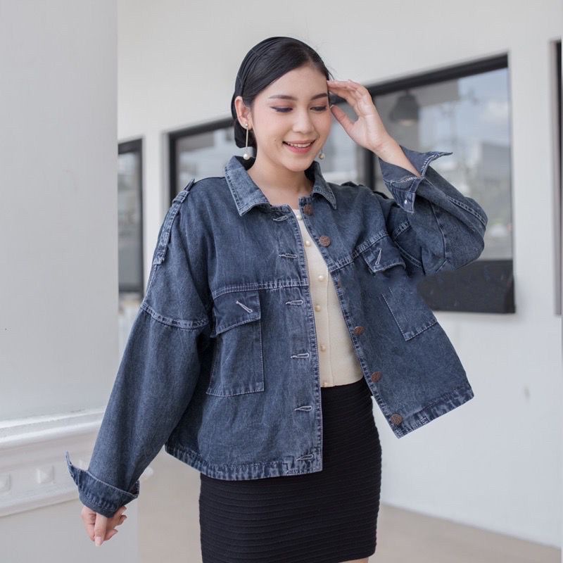 1KG MUAT 3PCS | EXO JACKET DENIM JEANSWASH TEBAL JAKET KANTONG HITS OOTD SELEBGRAM TERBEST SELLER TERKINI-4