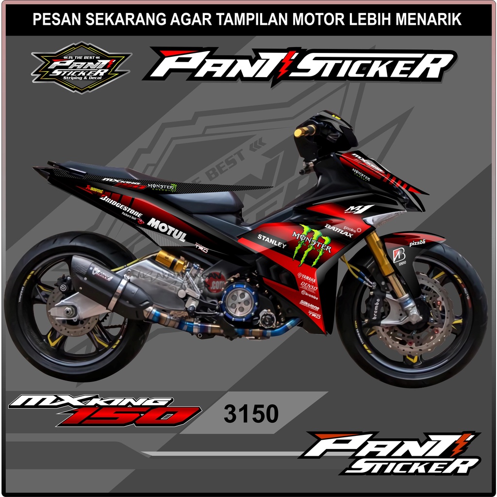 3150 STIKER STRIPING MX KING 150 VARIASI LIST SEMI FULL -  STRIPING MX KING 150 DESAIN KING MOVISSTA