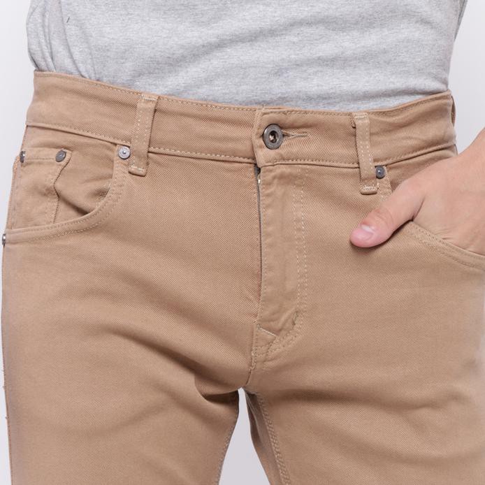 Edwin Celana Jeans Slim Fit Pria Panjang Coklat 506-37-Khaky - Cokelat Muda, 29 High Quality