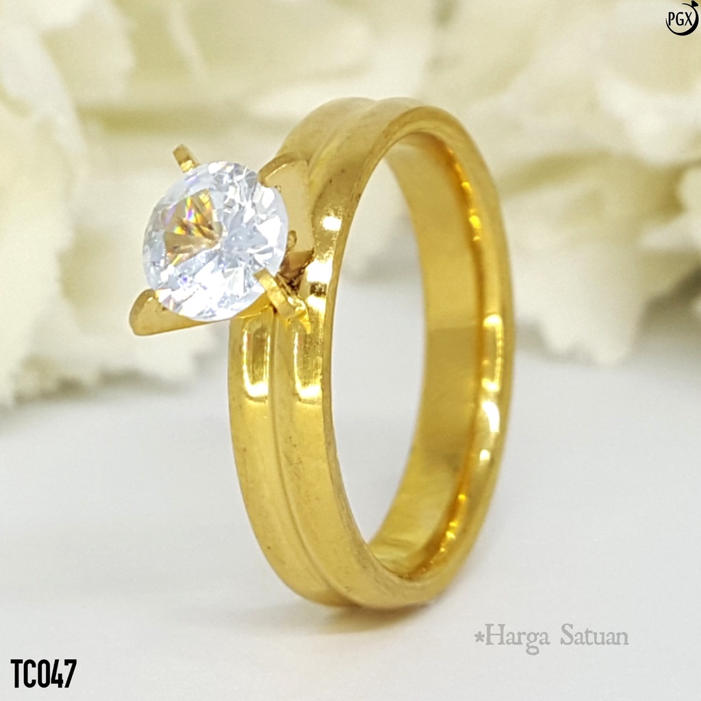 PGX Cincin Titanium Couple Emas Tunangan Aksesoris Fashion Perhiasan Anti Karat - TC047