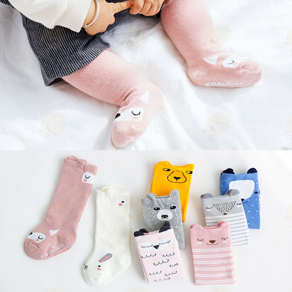 Lacoo Kaos kaki bayi anak panjang Kaus kaki bayi anak lucu Baby socks untuk 0-2 tahun anti slip