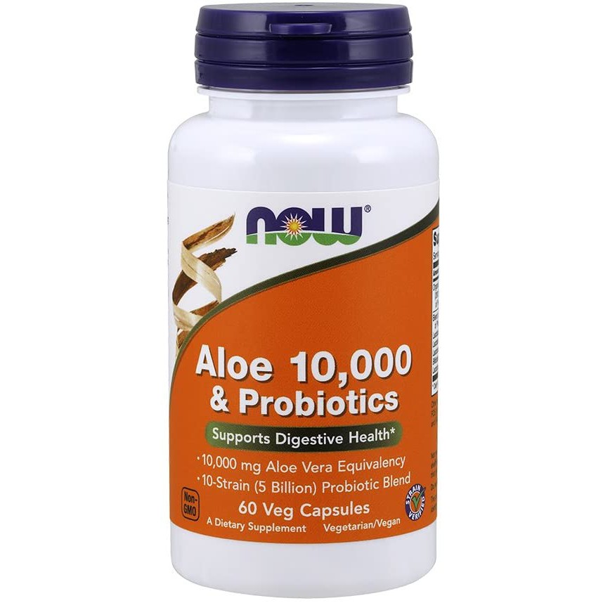 Now Foods Aloe 10000 &amp; Probiotik 60 Veg Now Lidah Buaya &amp; Probiotik Now Aloe