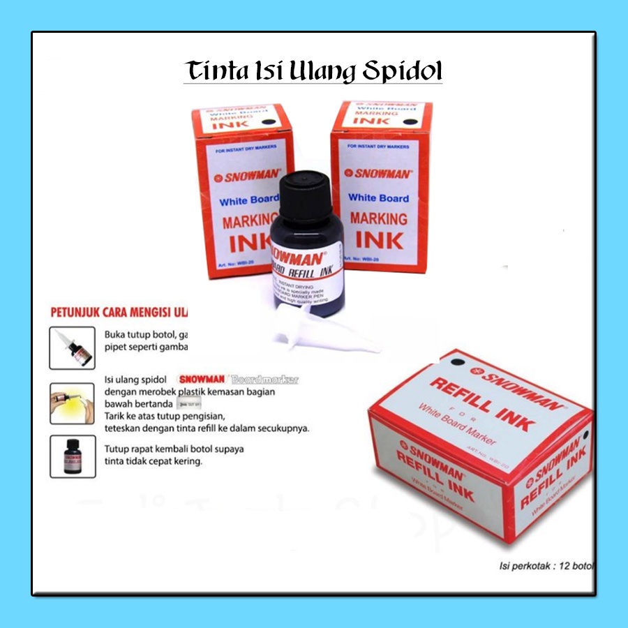 

Original Tinta Spidol Isi Ulang Snowman - Whiteboard Marking Refill Ink - Tinta Refill Whiteboard