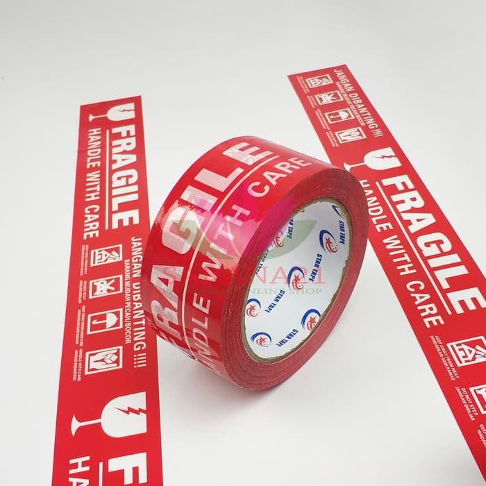 

Lakban Fragile star tape Merah - 48mm x 100Y