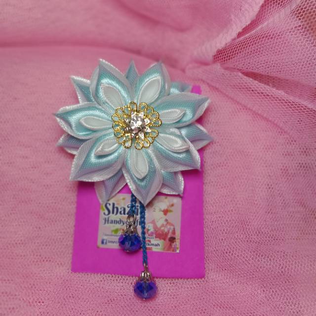 Bros pita satin | bros bentuk bunga | bros bunga jepang