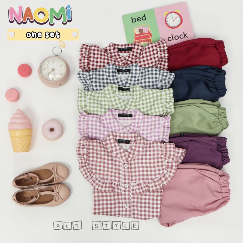 Ollet Oneset Naomi / setelan baju anak katun jepang / stelan anak perempuan