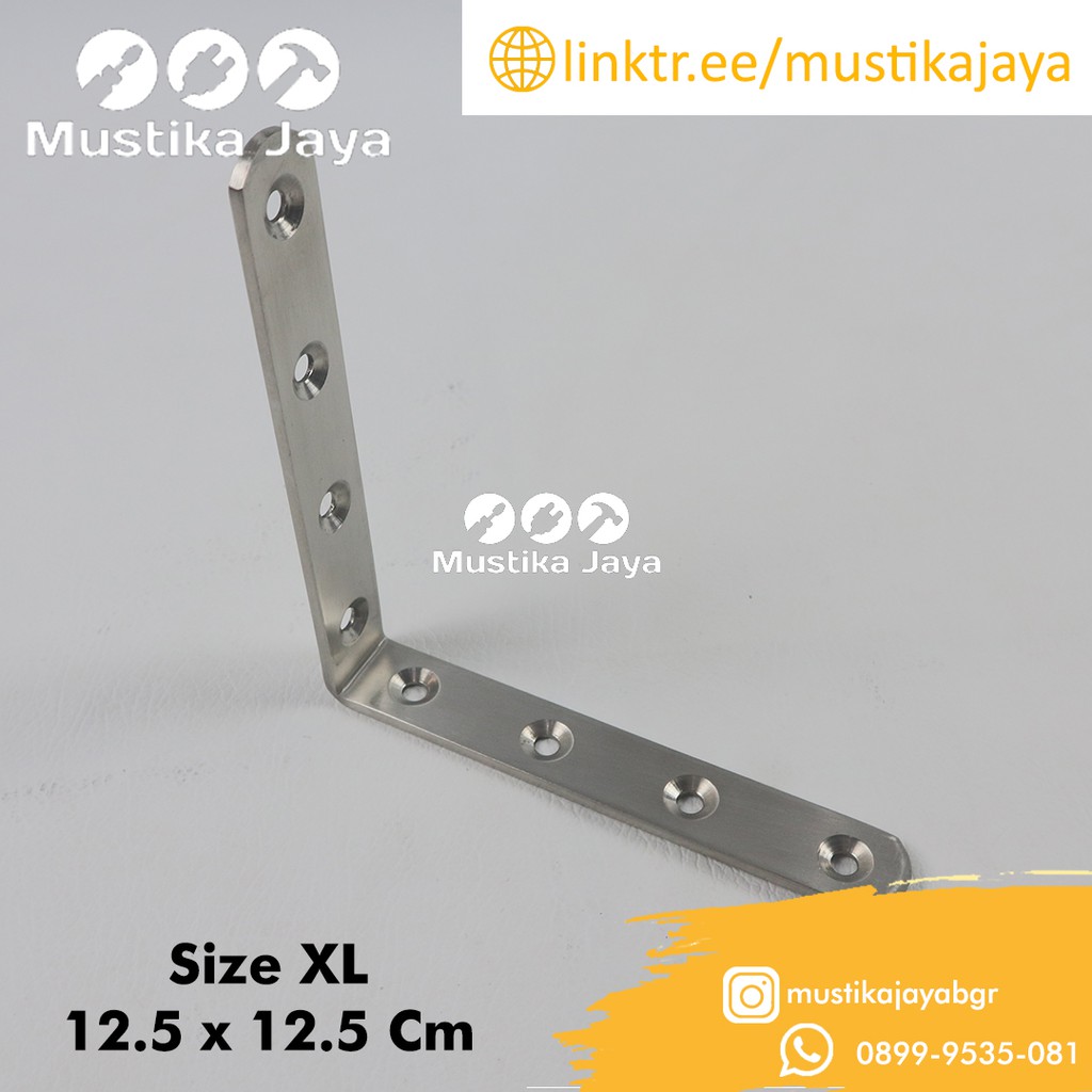 Plat Siku L Stainless SS Bracket Penyangga Rak Lemari Kayu 6601