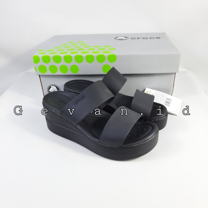 CROCS BROOKLYN WEDGE / SANDAL CROCS WEDGE / CROCS WANITA ORIGINAL - Hitam, 36 TERMURAH