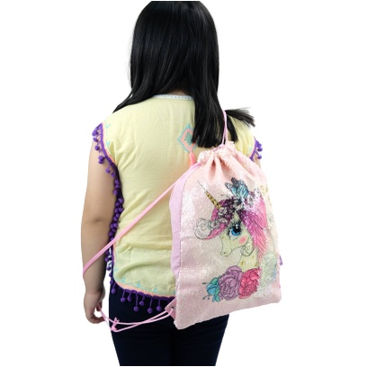 Skoola Tas Serut Sequin Manik Unicorn Mermaid 1127 Backpack Justice Alike