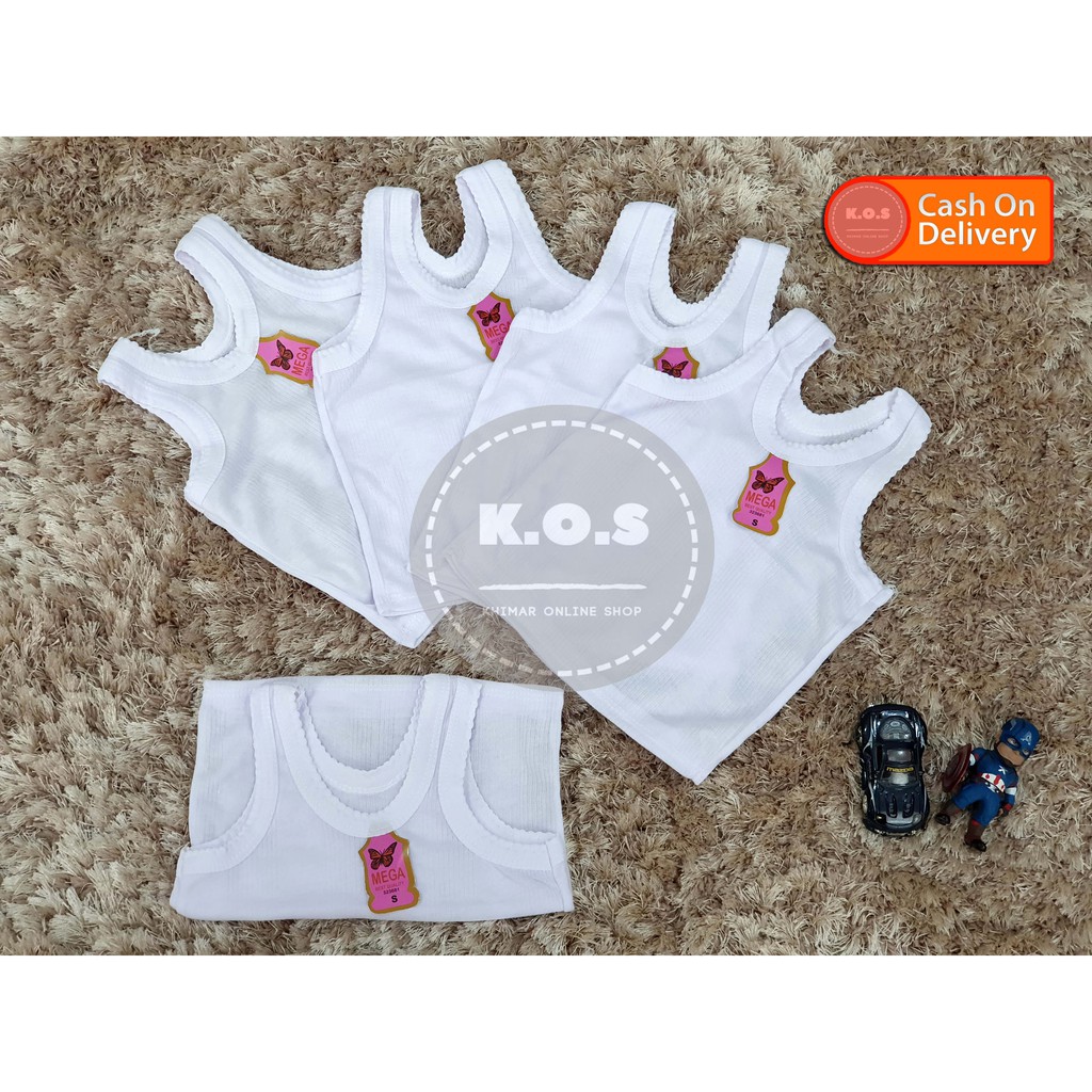 kaos dalam anak singlet anak unisex terlaris khusus putih ukuran s,m,l,xl,3l