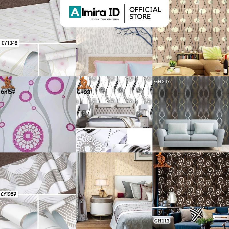 Wallpaper Stiker Dinding Spiral & Garis Gelombang Hitam Praktis Coklat Abu GH247 CY1087 CY1048 GH113