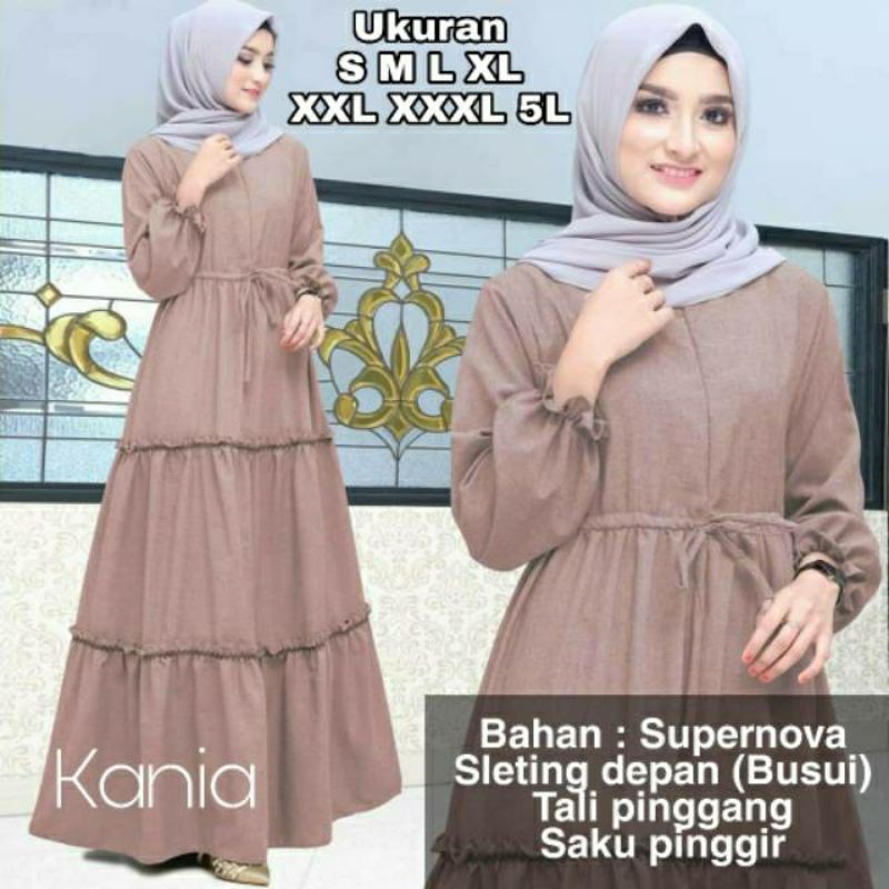 Kania Dress Big Size - Ukuran S M L XL XXL XXXL 5L - Baju Gamis Jumbo - Bahan Adem