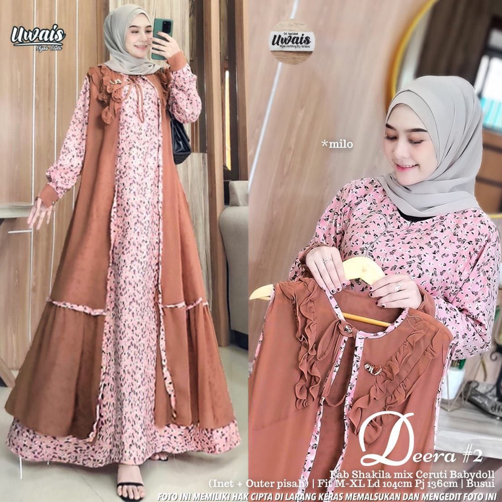 GAMIS WANITA PLUS OUTER TERBARU DRESS WANITA PLUS CARDIGAN DEERA DRESS MOTIF BUNGA