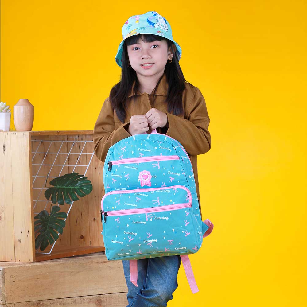 Tas Sekolah Anak Perempuan Backpack Punggung Anak TK SD Cewek 2in1 Motif Cantik R310