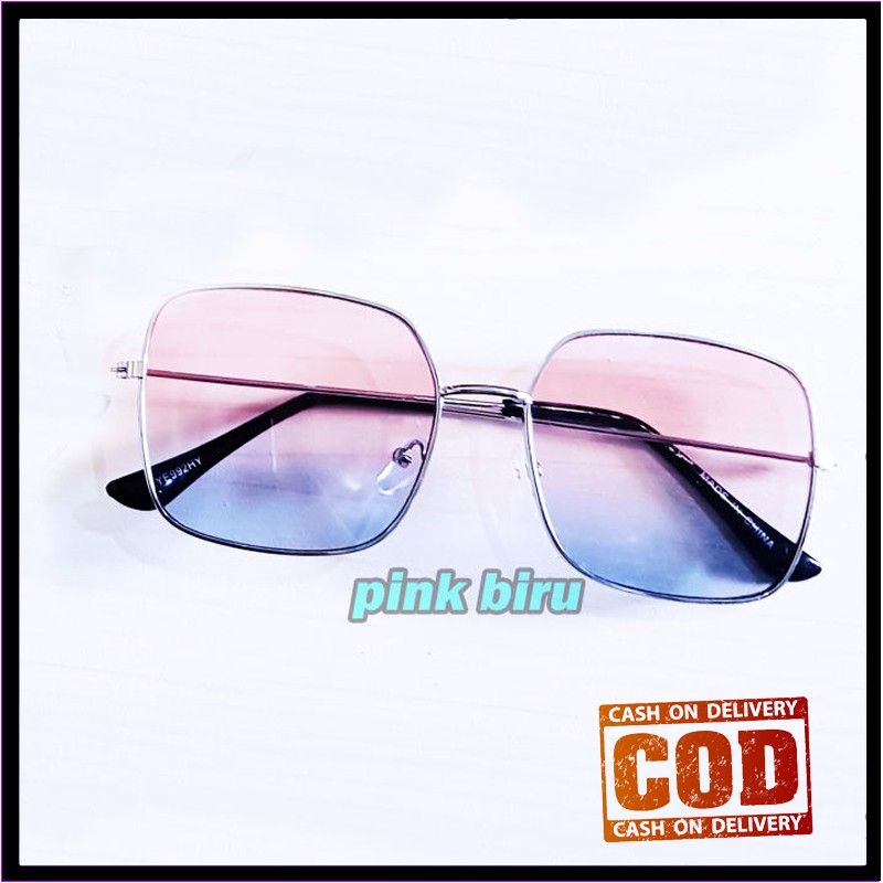 Kacamata Fashion Kotak Dual Color Sunglasses Sunnies Wanita Pria Kaca Mata Dewasa Fashion Kotak