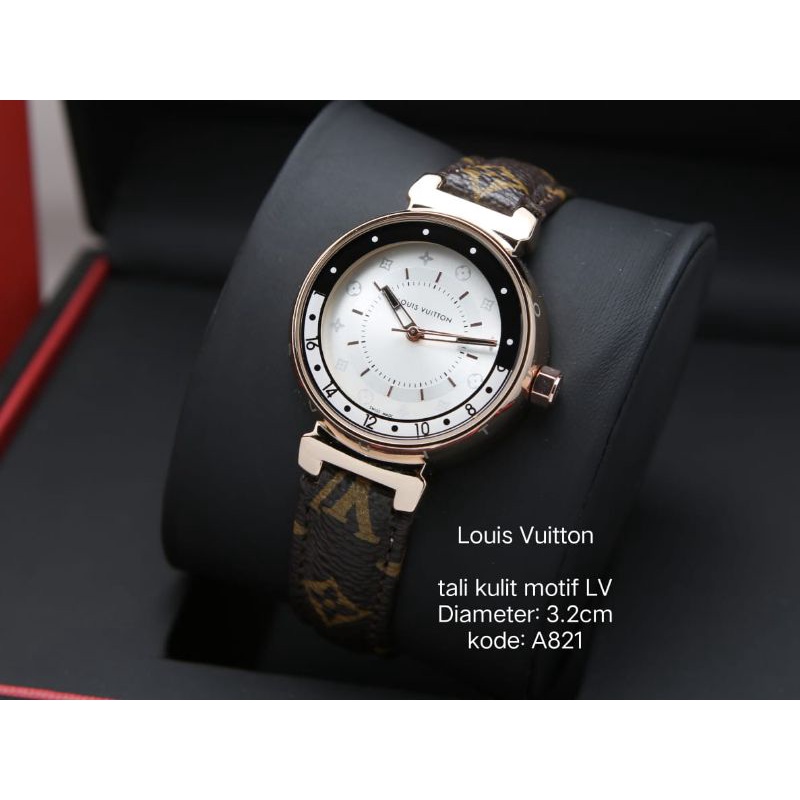 Best Seller - Jam Tangan Lv Wanita Tali Kulit Fashion Free Box