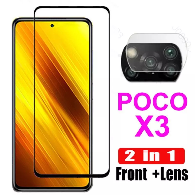 2 In 1 Tempered Glass Pelindung Layar + Lensa Film Nfc Untuk Xiaomi Mi Poco X3 Poco X3