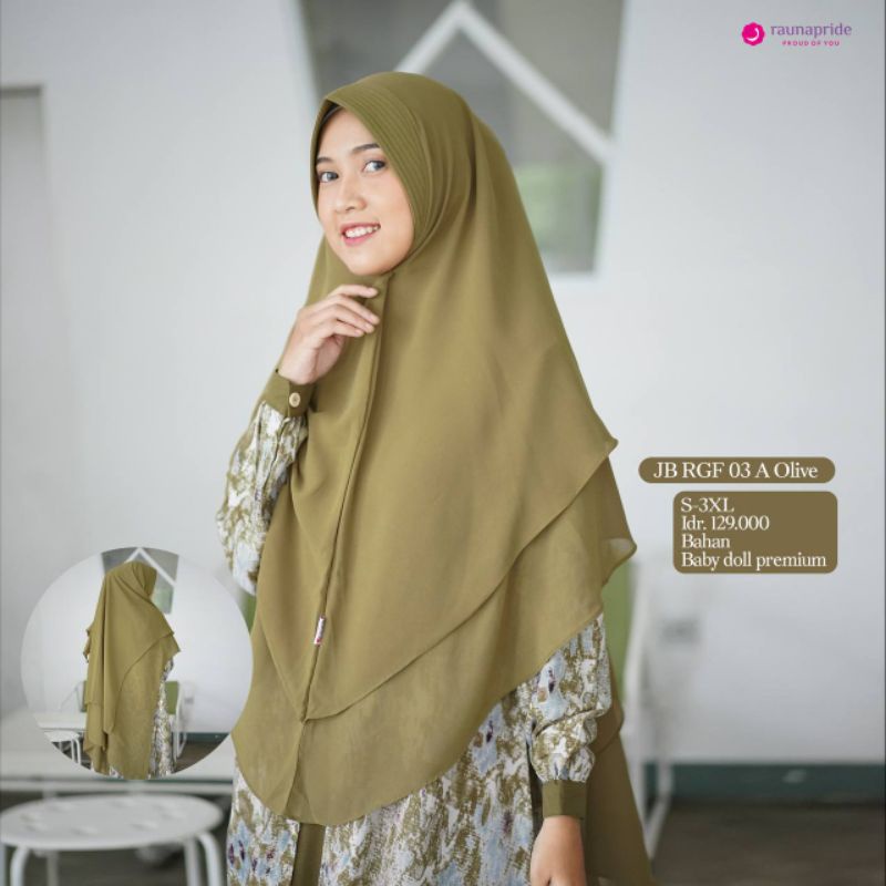 Jilbab Sarimbit by Rauna JB RGF-03 A Olive/03 B Olive/03 BS.B Green/03 AS.B Green/03 B Grey/03 A Gre