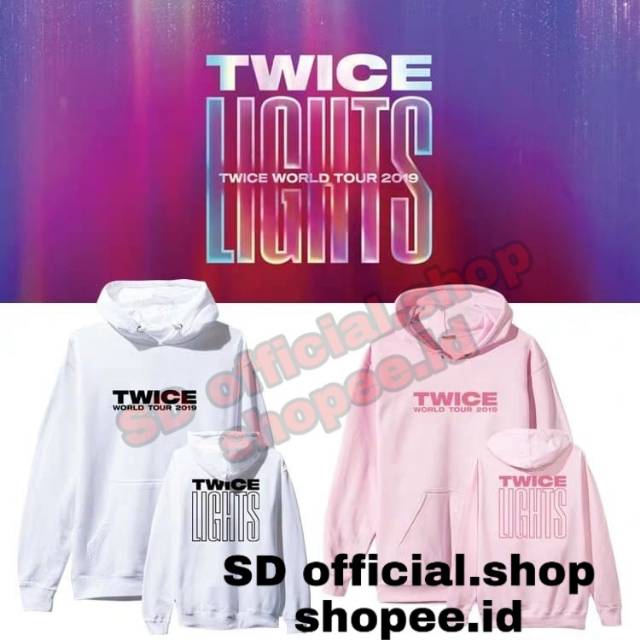 (BAYAR DITEMPAT)  jaket hoodir kpop TWICE LIGHTS world tour 2019