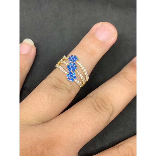 Cincin emas asli kdr 700 UBS gold model bermata biru
