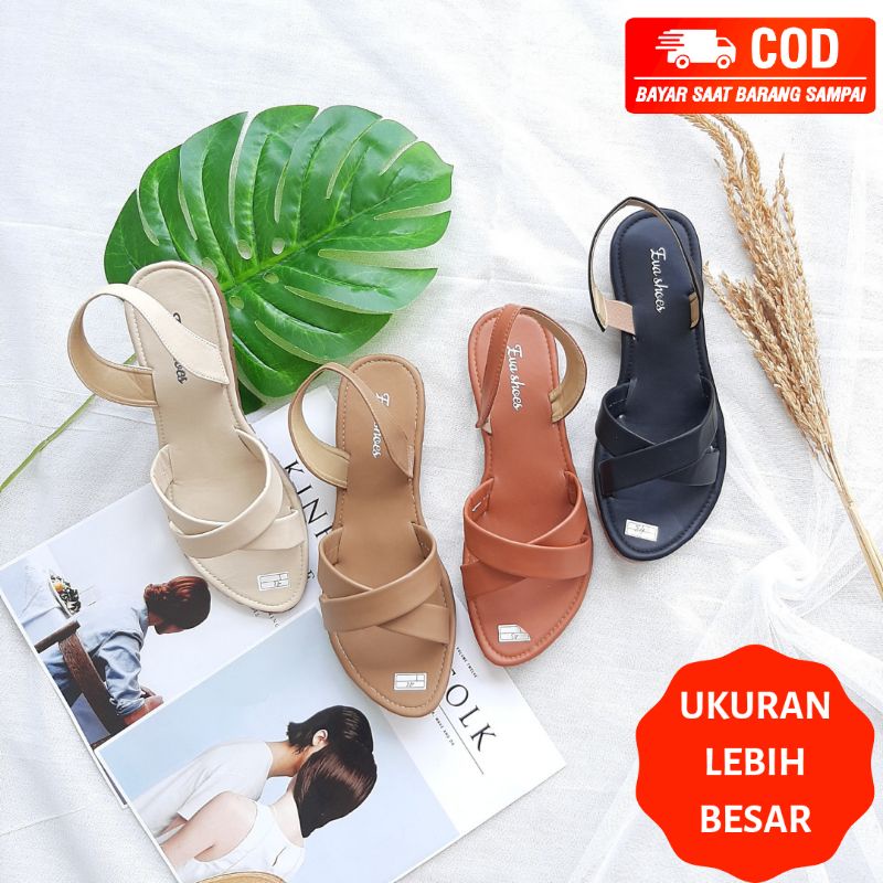 37-43 BIG SIZE UKURAN IMPORT AURORA selop let Sandal Cewek Eva Shoes  JUMBO (H174)