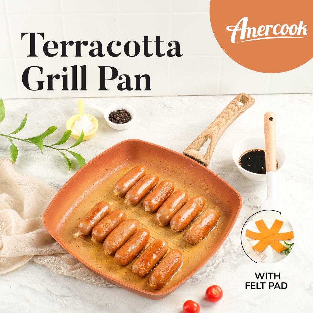 Amercook Wajan Panggang Anti Lengket 28 cm Terracotta Series