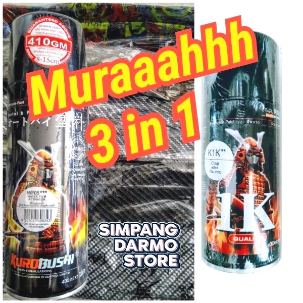 Paket Samurai Activator dan Carbon Water Film Transfer dan Clear K1K Mengkilap Glos Karbon Cat Celup