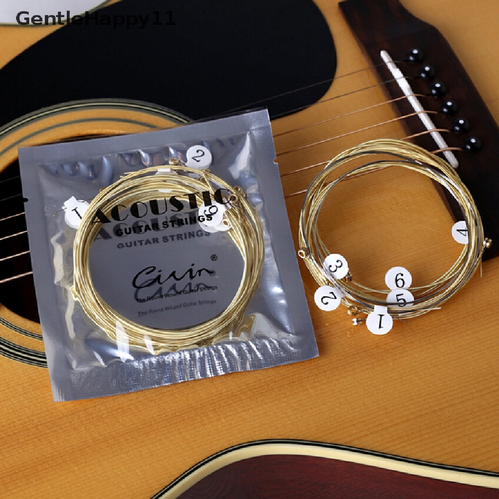 Gentlehappy 6pcs/set Senar Gitar Akustik Universal Bahan Kuningan Hexagonal Steel Core Strings Untuk