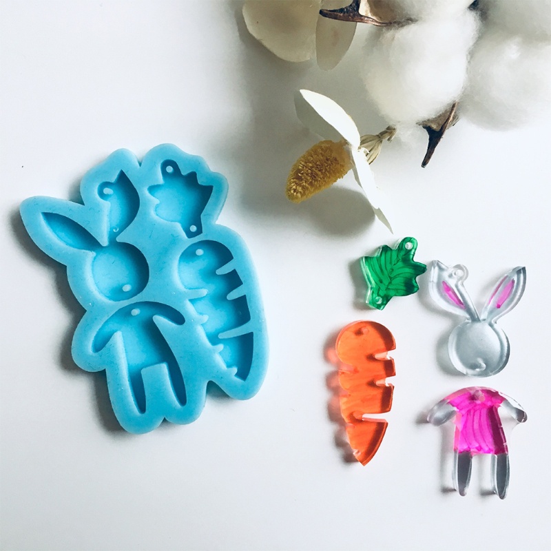 SIY  Rabbit Carrot Keychain Epoxy Resin Mold Charm Jewelry Earrings Silicone Mould