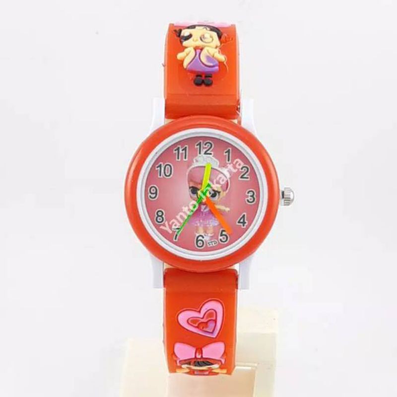 (Grosir)Jam Tangan Anak&quot; Wanita Timbul LOL Strap Rubber(Terima Cod)