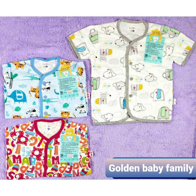 LIBBY  6 PCS Baju  Bayi  Kaos Kancing Lengan  Pendek  Motif 