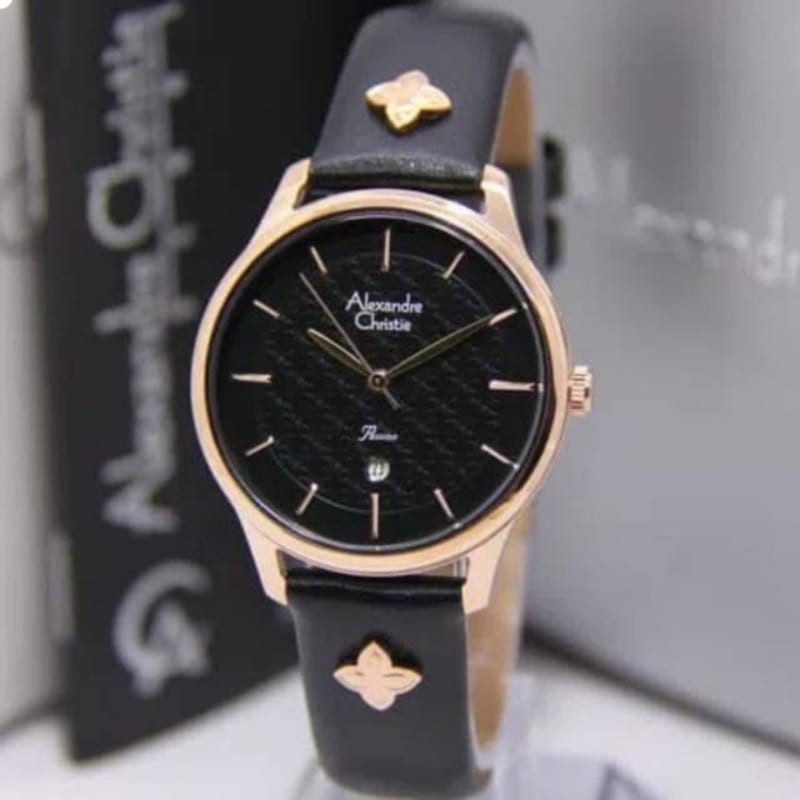 Jam tangan wanita ALEXANDRE CHRISTIE AC 2777 Black gold ORIGINAL