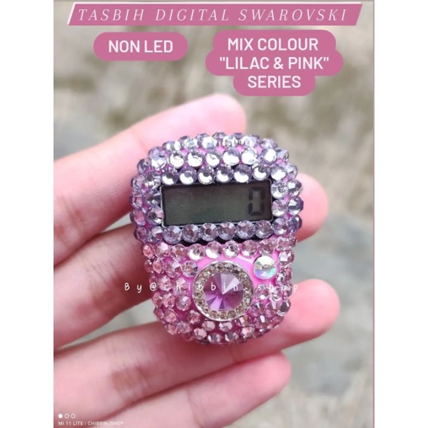 Tasbih Digital Swarovski Mix Colour Lilac Pink Series Bling Bling Mewah