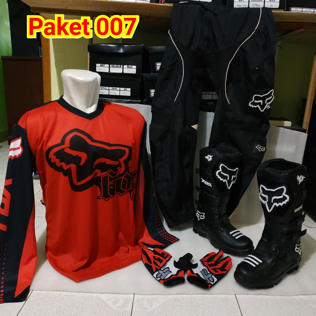 promo satu set sepatu cross trail jersey sett dan glove print terlaris setelan offroad motor cross t