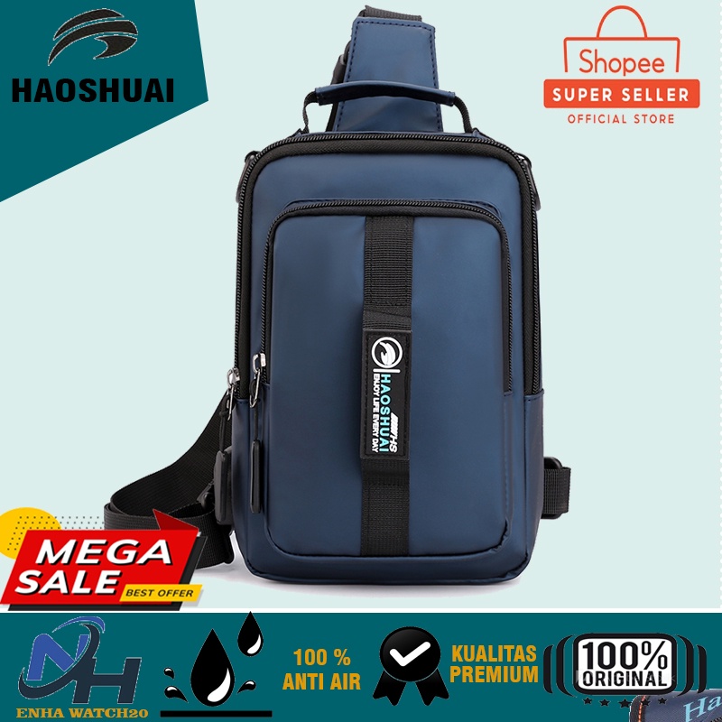 TAS GAUL Slempang Punggung HAOSHUAI 1100-9 Tas Selempang Pria Anti Air Premium Bahan Dolby Lotto Eks