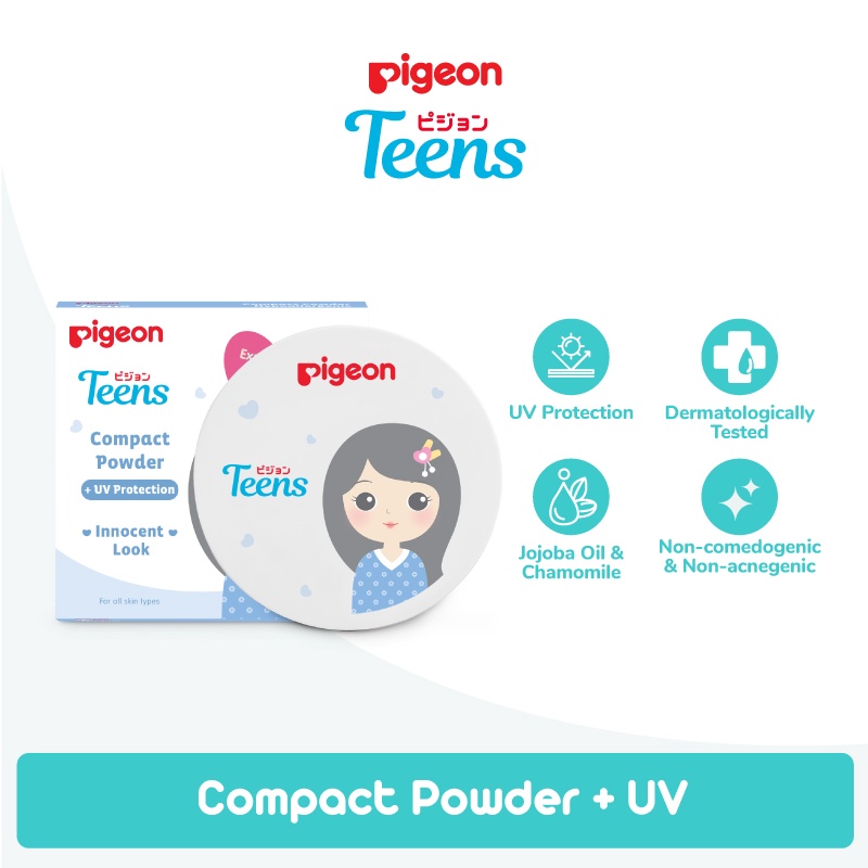 PIGEON Teens Compact Powder + UV Protection 14Gr / Bedak Padat Remaja / Refill