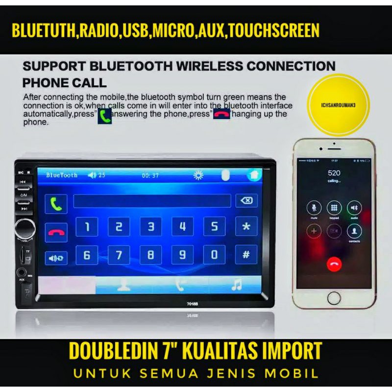 head unit double din tape tip tv dobeldin doubel din mobil 7 inch murah