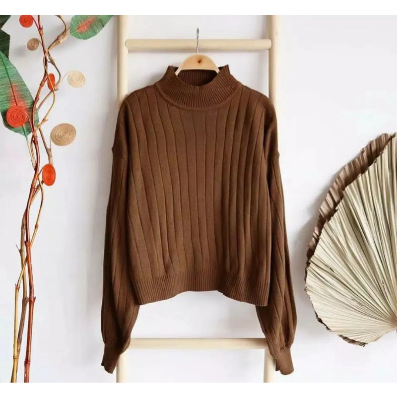 JOVANKA RAJUT OVERSIZE TURTLENECK KNITWEAR SWEATER RAJUT TANGAN BALON BB 40 - 65 KG BAHAN HALUS ADEM NYAMAN DI PAKAI TEBAL PREMIUM