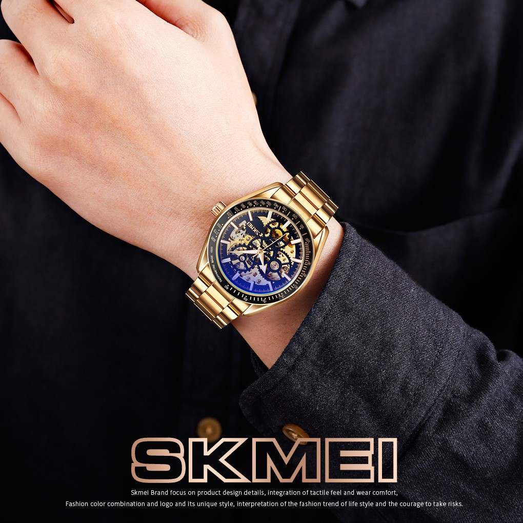 SKMEI 9194 Jam Tangan Pria Automatic Analog Tali Stainless WATCHKITE WKOS