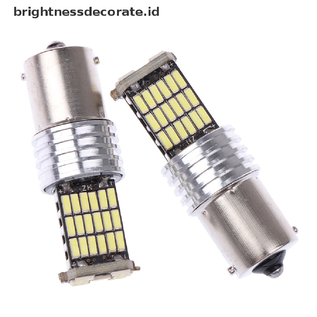 2 Pcs Lampu Rem Belakang Mobil Canbus Led 1156 15 Smd Ba15S P21W High Power 6000k Warna Putih